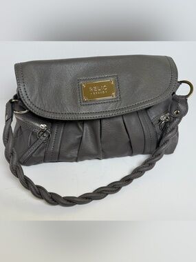 Relic by Fossil Gray Ruched Hobo Bag with Braided Strap